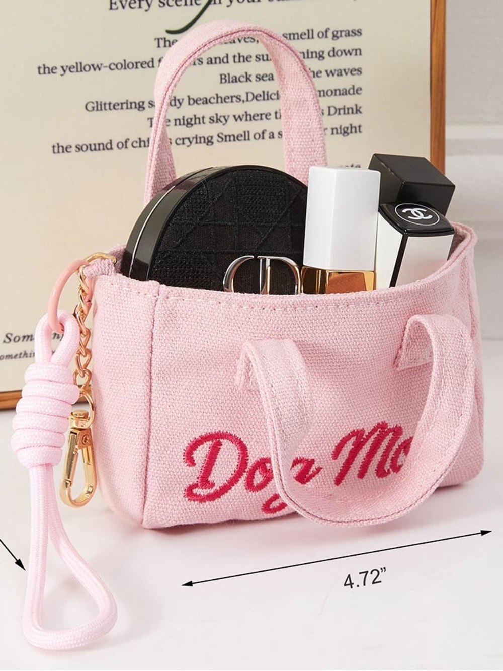 Pink "Dog Mom" Canvas Tote Bag - Picture 3 of 3